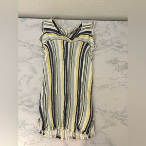 Loft Top Womens S Top Sleeveless Blouse Yellow Striped Back Button Rayon​